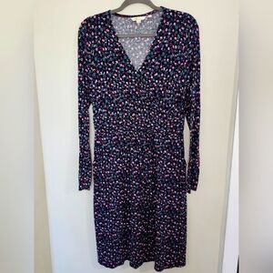 Boden Womens Crossover Wrap Dress Size 10R Multi-Colored Midi Balletcore Classic
